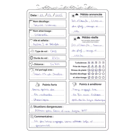 Carnet de vol parapente