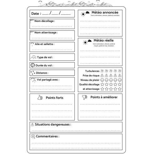 Carnet de vol parapente